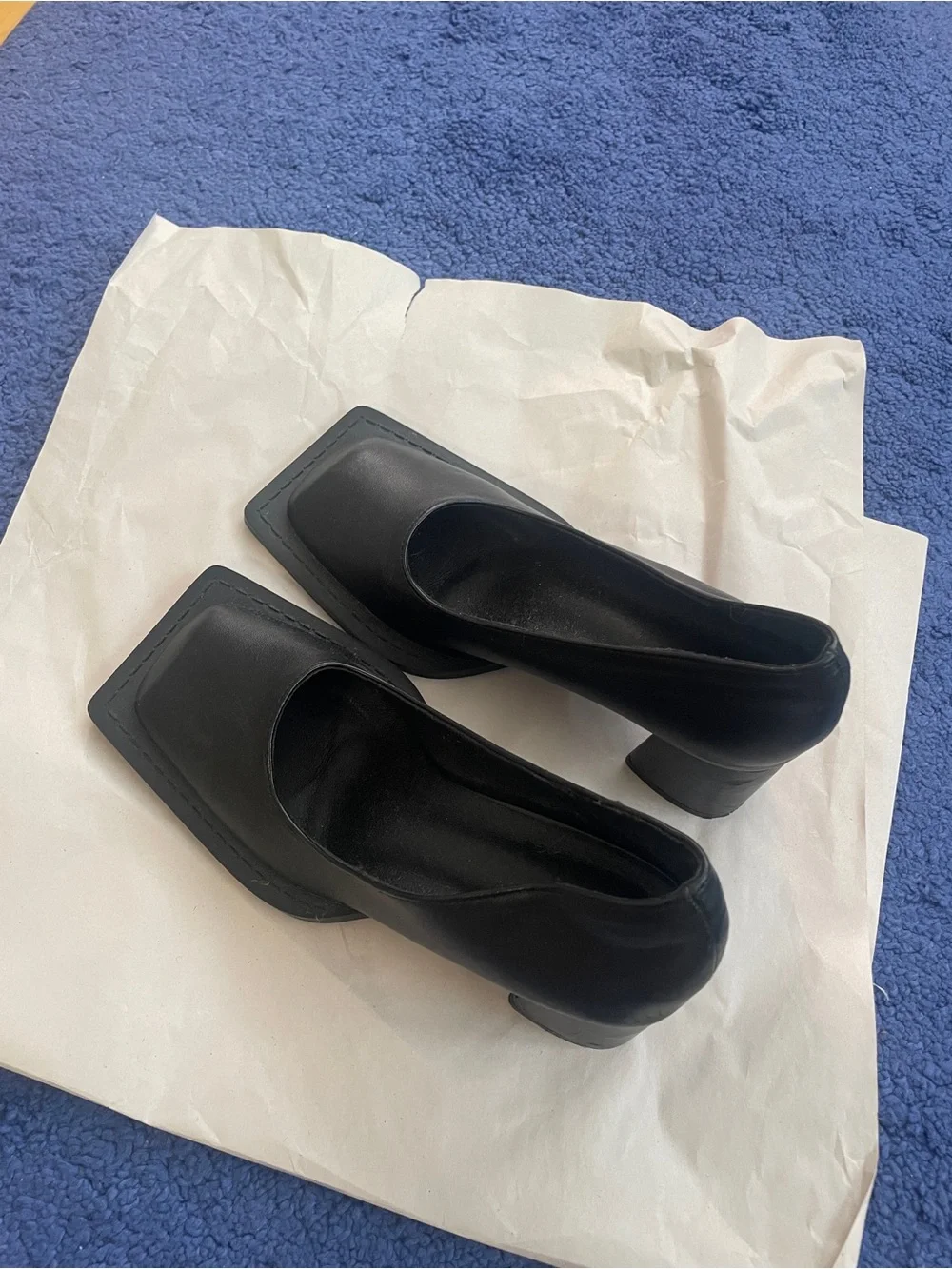 Women’s Black Square-Toe Block Heel Pumps